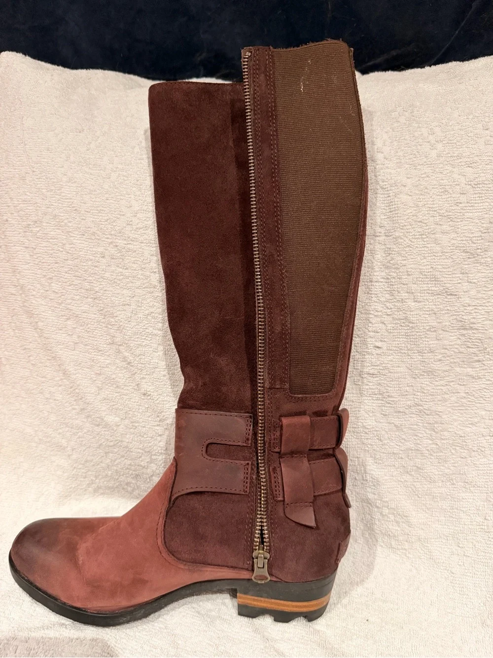 Sorel Women's  burgundy Suede Over-the-Knee Buckle Boots
